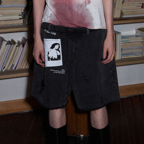 NIGO RICHILL MELANCHOLY Men's Spring And Summer Printed Vintage Old Washed And Torn Cotton Shorts Pants  Ngvp #nigo8634
