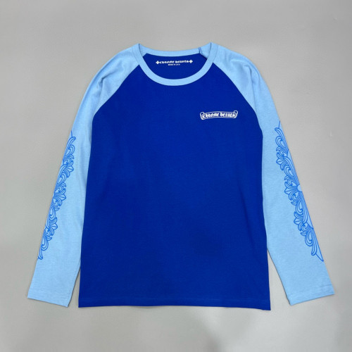 NIGO Chrome Hearts Women's Spring and Autumn Blue Vine Logo Alphanumeric Print Slim Long Sleeve T-Shirt Top #nigo72215