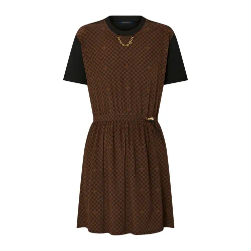 NIGO Louis Vuitton Women's Spring/Summer Colorblocking Round Neck Drawstring Waistband Short Short Sleeve Dresses #nigo72235