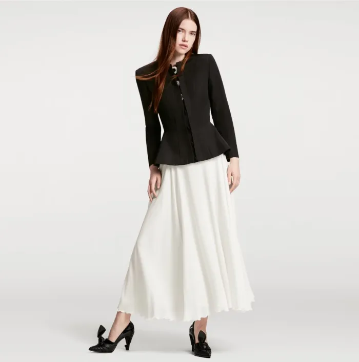 NIGO Louis Vuitton Women's Spring And Autumn Solid Color Round Collar Slim Jewelry Button Peplum Blazer Jacket Ngvp #nigo8664