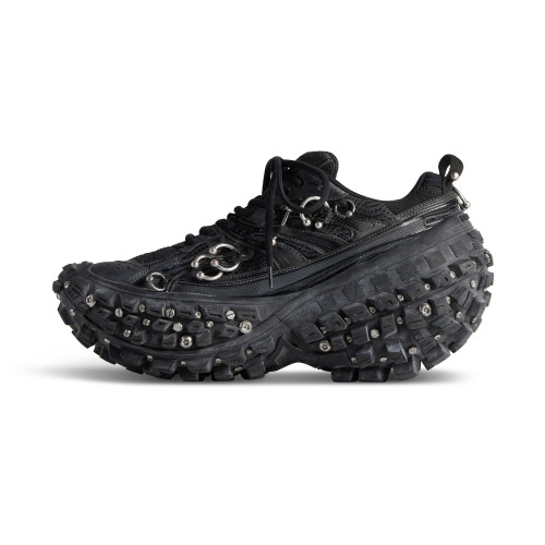 NIGO Balenciaga Men's All Season Black Defender Rubber Platform Sneakers With Perforated Casual Low Top Lace Up Dad Shoes Ngvp #nigo8759