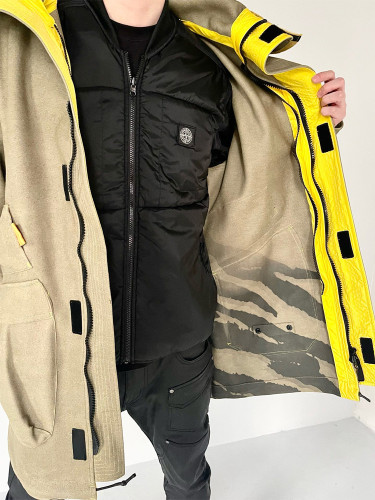 NIGO Stone Island Men's Fall And Winter Winter Thickened Suede Printed Hooded Coat Front And Back Wear Jacket With Liner #nigo72395