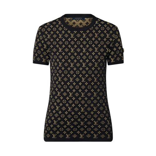NIGO Louis Vuitton Women's Summer Logo Printed Jacquard Knit Round Neck Short Sleeve T-Shirt #nigo72445