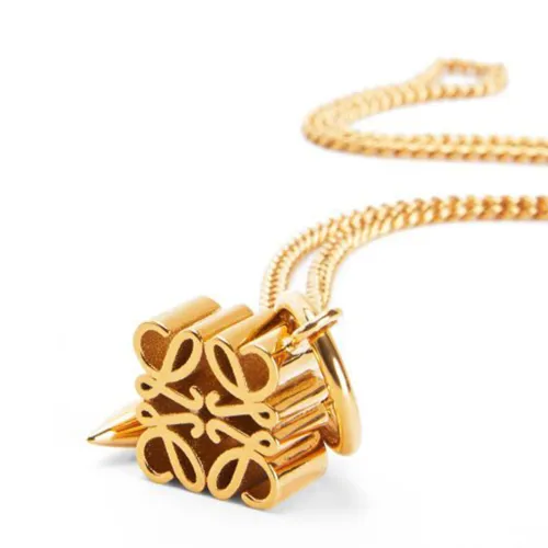 NIGO Loewe Women's Metal Anagram Pendant Necklace Logo Pattern Skeleton Geometric Necklace Jewelry #nigo71358