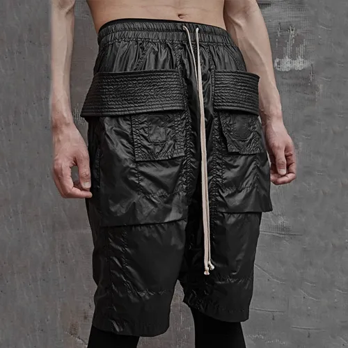NIGO Rick Owens DRKSHDW Men's Spring/summer Retro High Street Thin Black Shorts Workwear Drawstring Pants  Ngvp #nigo8794
