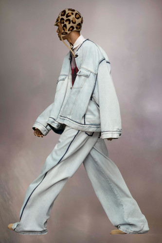 NIGO Maison Margiela Men's Spring And Fall Solid Color Cotton Loose Collarless Long-Sleeved Denim Jacket Casual Zipper Wide-Leg Jeans Pants Ngvp #nigo8828