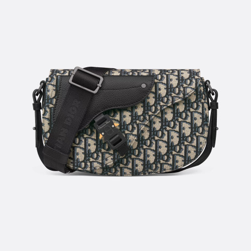 NIGO Dior Oblique Printed Saddle Messenger Bag Men's Lychee Cowhide Pattern Fashionable Temperament Crossbody Bags #nigo71388
