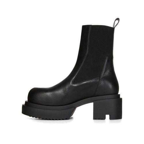NIGO Rick Owens Men's Women's Four Seasons Black Cowhide Boots Thick Bottom Middle Heel Short Boots Round Head High Street Fashion Casual Shoes  #nigo71394