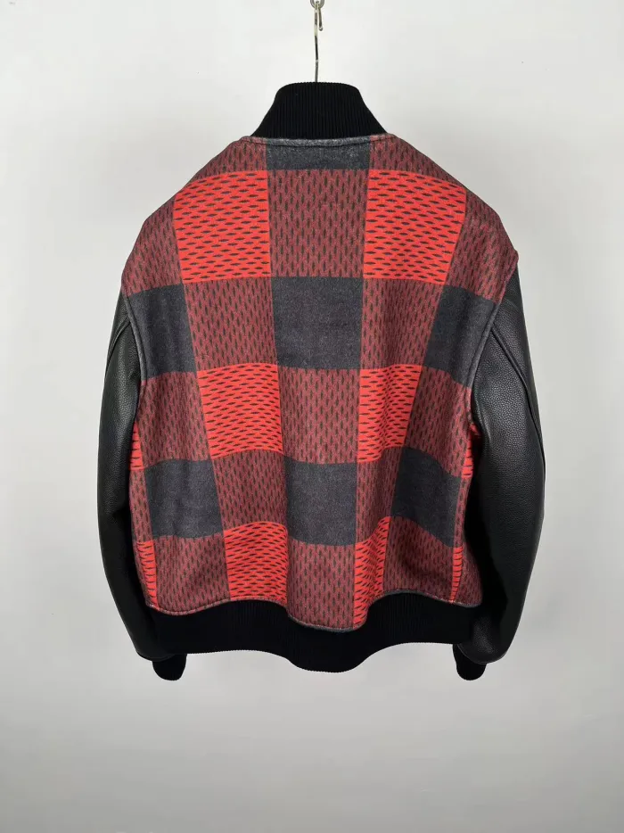 NIGO Louis Vuitton Men's Fall and Winter Black and Red Checkered Logo Letter Embroidered Drawstring Jacket #nigo72719