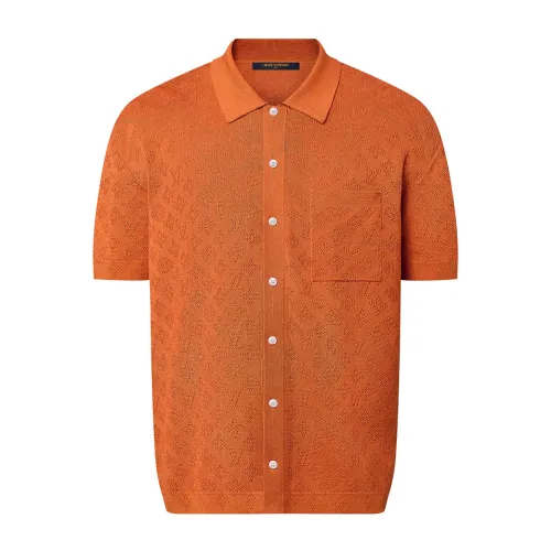 NIGO Louis Vuitton Men's Summer Orange Skeleton Letter Printed Single Breasted Short Sleeve Shirt #nigo75627