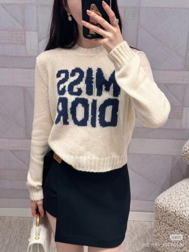 NIGO Dior Women's Autumn and Winter Logo Letter Applique Round Neck Long Sleeve Cashmere Sweater #nigo72788