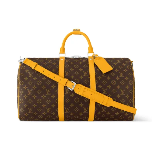 NIGO Louis Vuitton KEEPALL BANDOULIÈRE 50 Men's Detachable Adjustable Shoulder Strap Zipper Closure Coated Canvas Quilted Leather Single Shoulder Crossbody Handbag Travel Bag Bags #nigo72782