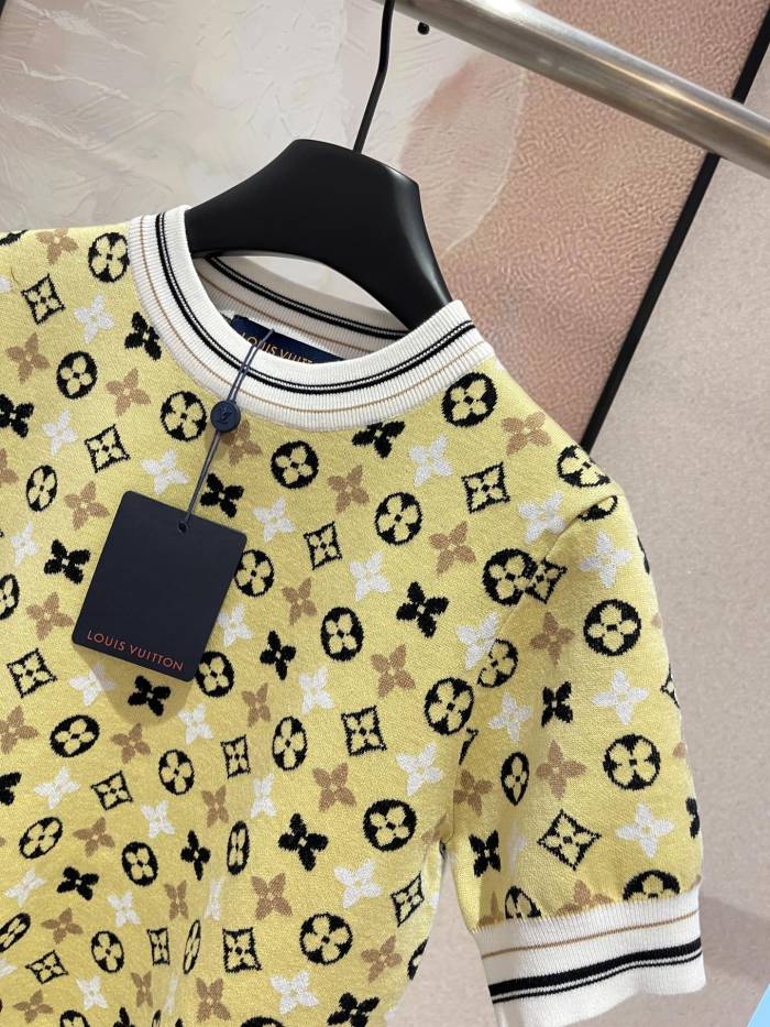 NIGO Louis Vuitton Women's Summer Solid Color Logo Printed Round Neck Short Sleeve Knit T-Shirt #nigo72797
