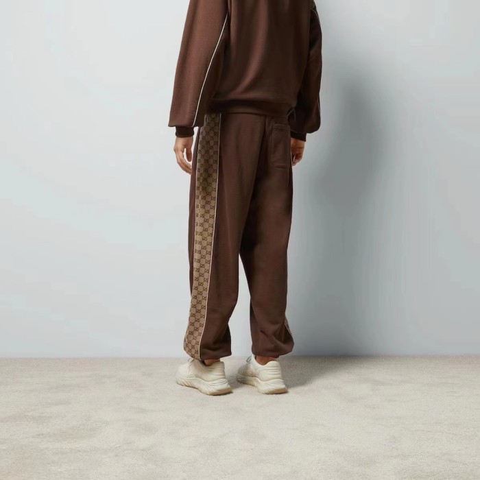 NIGO Gucci Men's Fall And Winter Logo Print Splicing Casual Cotton Round Neck Long Sleeved Sweater Drawstring Tie Drawstring Knit Sweatpants Pants Suit Set #nigo72831