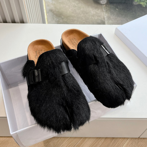 NIGO Maison Margiela Men's Women's Spring And Autumn Solid Color Hairy Shoes Split Toe One Foot Stirrup Casual Baotou Slippers Shoes Ngvp #nigo9189