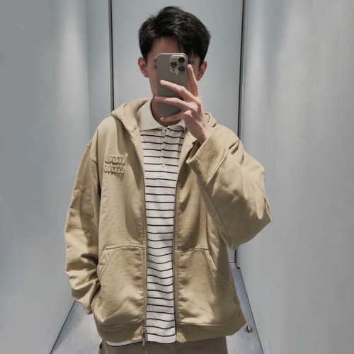 NIGO MiuMiu Men's And Women's Autumn And Winter Solid Color Embroidery Letters Logo Hooded Zipper Jacket #nigo72896