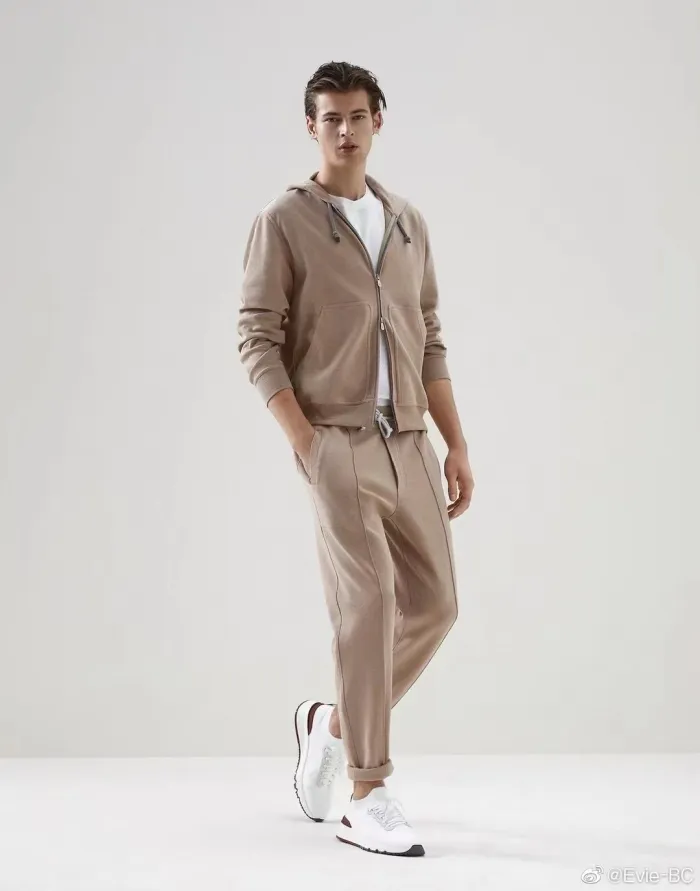 NIGO Brunello Cucinelli Men's Spring And Autumn Drawstring Hooded Solid Color Zipper Sweatshirt Jacket Casual Lace-up Straight Pants Ngvp #nigo9263