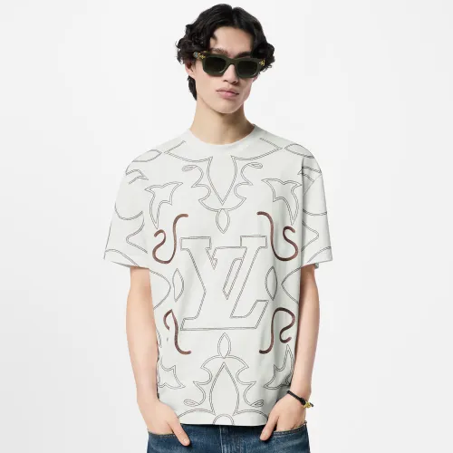 NIGO Louis Vuitton Men's Summer White Logo Letter Embroidery Round Neck Casual Short Sleeve T-Shirt #nigo72989