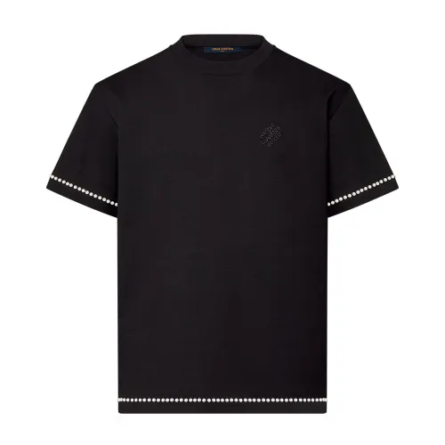 NIGO Louis Vuitton Men's Black Pearl Logo Letter Round Neck Straight Cotton Short Sleeve T-Shirt #nigo72987