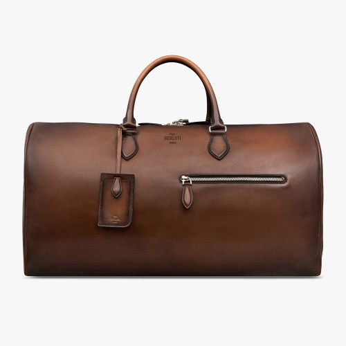 NIGO Berluti Men's Jour Off Vintage Solid Color Multi-Pocket Zipper Closure Padlock Adjustable Shoulder Strap Large Leather Travel Bag #nigo71597