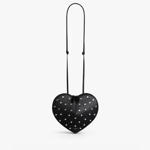 NIGO Alaia Women's Fashion Rhinestone Embellished Heart LE CŒUR Leather Casual Shoulder Bag Crossbody Bag  Bags AA1P003CA287-999 Ngvp #nigo8348
