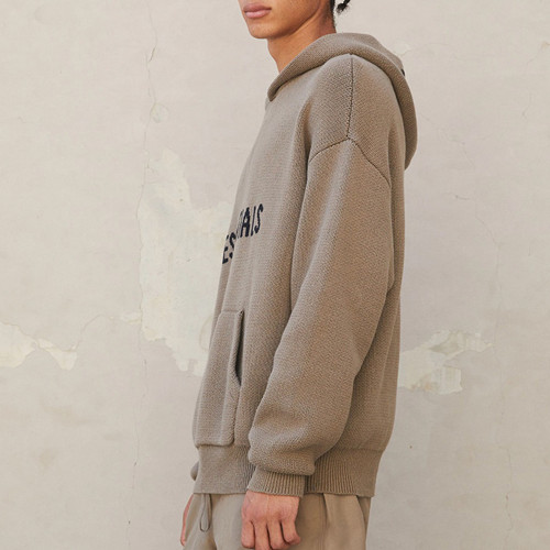 NIGO Essentials X Fear Of God Men's Women's Spring And Autumn High Street Style Letter Printed Solid Color Knit Hooded Pullover Sweater #nigo71623