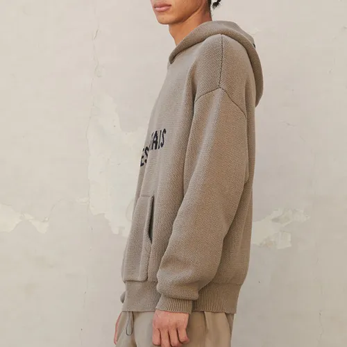 NIGO Essentials X Fear Of God Men's Women's Spring And Autumn High Street Style Letter Printed Solid Color Knit Hooded Pullover Sweater #nigo71623