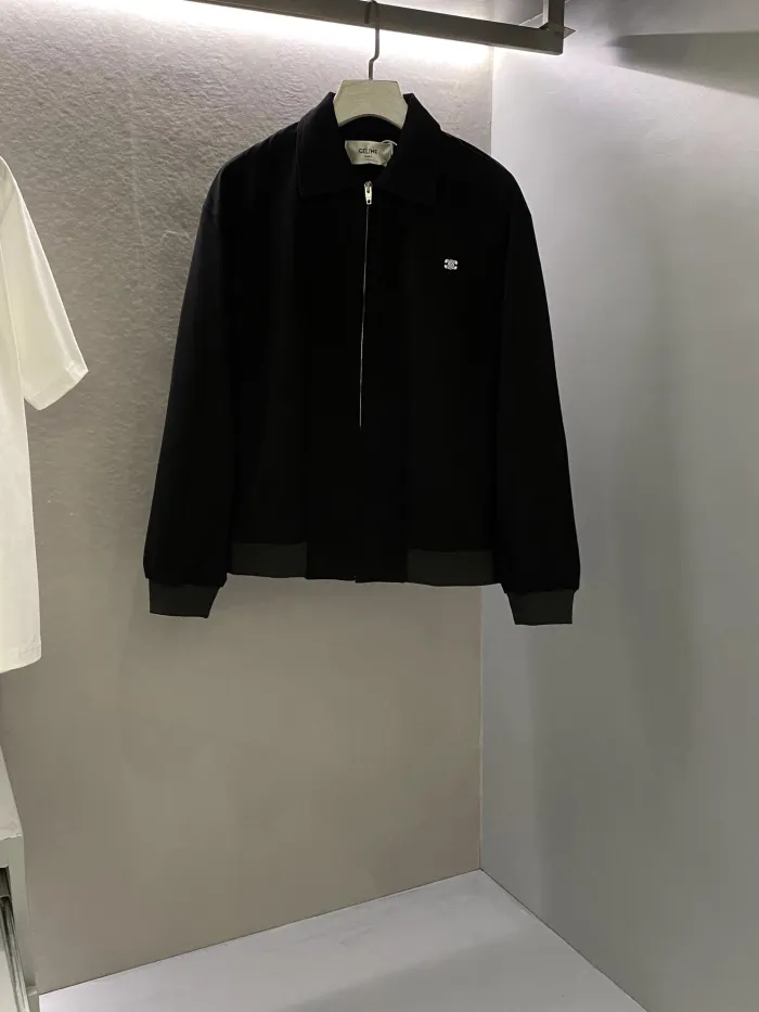 NIGO Celine Men's Spring and Fall Black Embroidered Logo Loose Zipper Long Sleeve Jacket #nigo73159