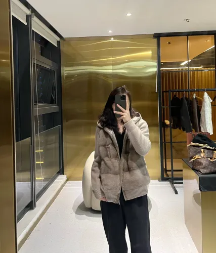 NIGO Loro Piana Women's Autumn And Winter Retro Solid Color Knitted Hooded Mink Cashmere Loose Long Sleeve Puffer Down Jacket Ngvp #nigo9326