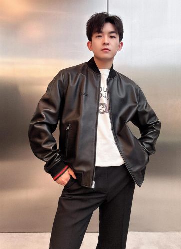 NIGO Gucci Men's Spring And Autumn GG Embroidered Stripe Baseball Collar Zipper Sheepskin Long Sleeve Black Aviator Jacket Ngvp #nigo9348