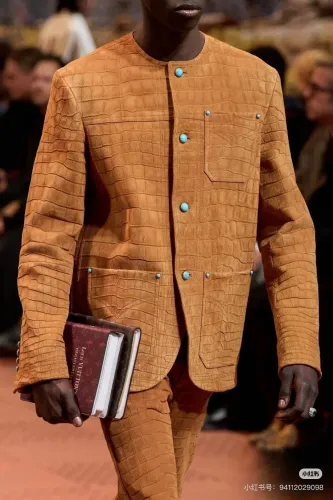 NIGO Louis Vuitton Men's Women's Spring, Autumn And Winter Fashion Crocodile Pattern Sheepskin Suede Solid Color Single-Breasted Long-Sleeved Fitted Jacket Ngvp #nigo9352