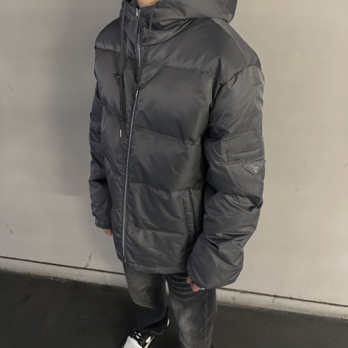 NIGO Prada Men's Autumn and Winter Solid Color Hooded Zipper Long Sleeve Puffer Down Jacket #nigo73319