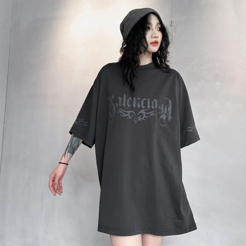 NIGO Balenciaga Women's Summer Casual Letter Logo Printed Round Neck Short Sleeve Solid Color Loose T-Shirt  #nigo71646