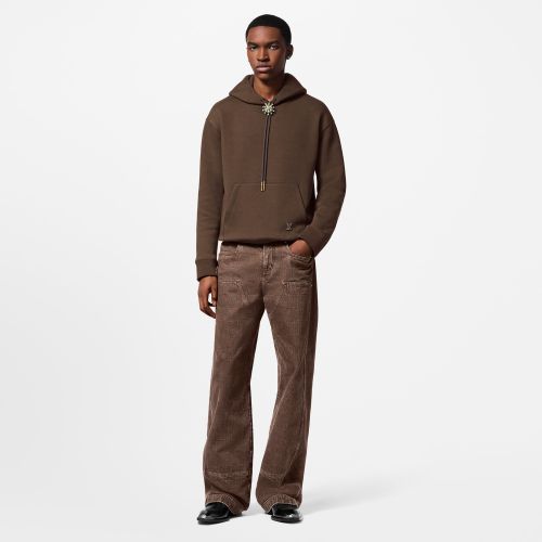 NIGO Louis Vuitton Men's All Season Washed Effect Solid Color DAMIER Workwear Denim Straight Leg Pants Ngvp #nigo9423