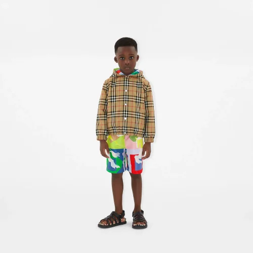 NIGO Burberry Kid's Spring Autumn Check Reversible High Street Single Breasted Hooded Long Sleeve Fitted Jacket #nigo31356