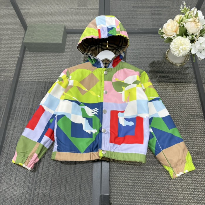 NIGO Burberry Kid's Spring Autumn Check Reversible High Street Single Breasted Hooded Long Sleeve Fitted Jacket #nigo31356