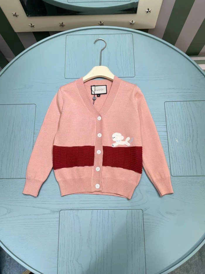 NIGO Gucci Kid's Spring And Autumn Pattern Embroidery Long Sleeve Fitted Solid Color Knit Cardigan #nigo31355
