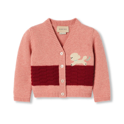 NIGO Gucci Kid's Spring And Autumn Pattern Embroidery Long Sleeve Fitted Solid Color Knit Cardigan #nigo31355