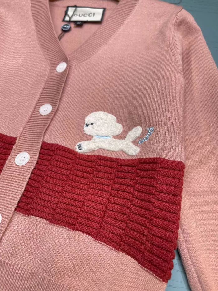 NIGO Gucci Kid's Spring And Autumn Pattern Embroidery Long Sleeve Fitted Solid Color Knit Cardigan #nigo31355
