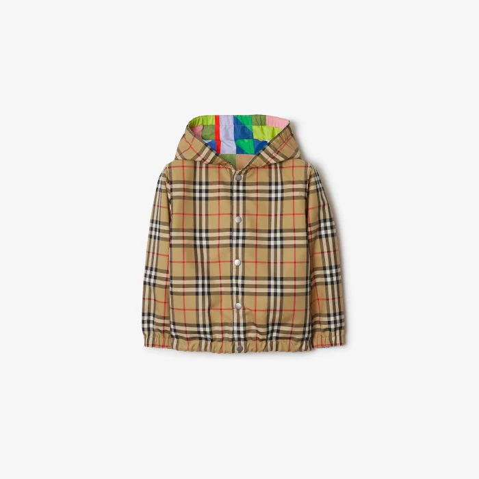 NIGO Burberry Kid's Spring Autumn Check Reversible High Street Single Breasted Hooded Long Sleeve Fitted Jacket #nigo31356