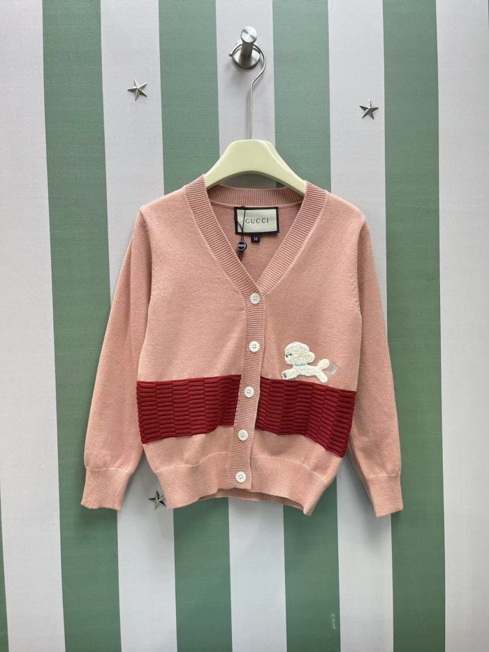 NIGO Gucci Kid's Spring And Autumn Pattern Embroidery Long Sleeve Fitted Solid Color Knit Cardigan #nigo31355