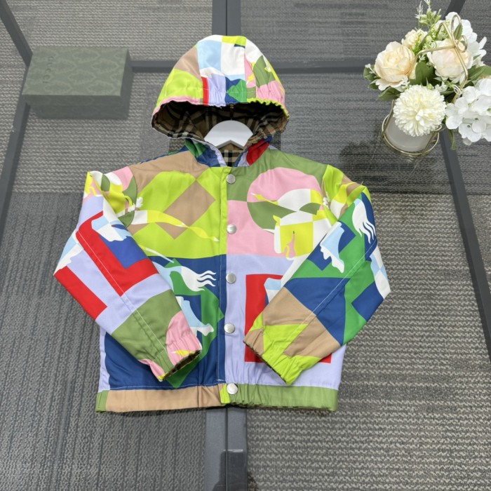NIGO Burberry Kid's Spring Autumn Check Reversible High Street Single Breasted Hooded Long Sleeve Fitted Jacket #nigo31356