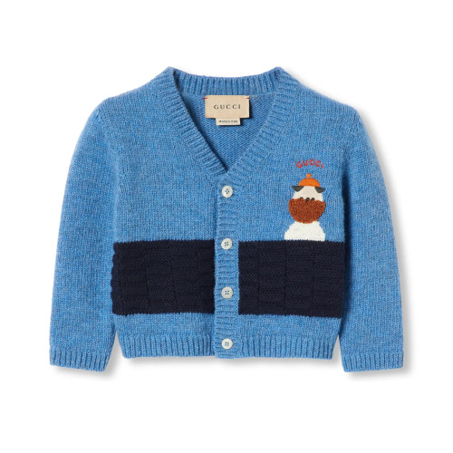 NIGO Gucci Kid's Spring And Autumn Pattern Embroidery Long Sleeve Fitted Solid Color Knit Cardigan #nigo31355