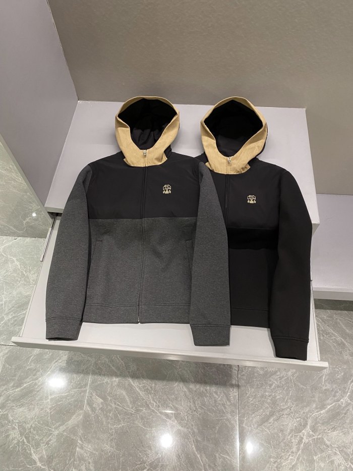 NIGO Brunello Cucinelli Men's Fall And Winter Color Collision Splicing Casual Hooded Zipper Jacket #nigo73556