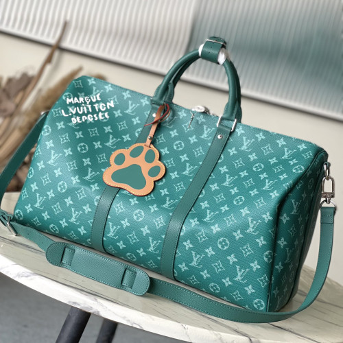 NIGO Louis Vuitton Keepall Bandoulière 50 Women's Detachable Adjustable Shoulder Strap Zipper Closure Canvas with Leather Shoulder Slanting Tote Travel Bag Bags #nigo73592