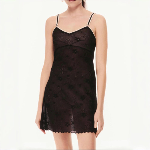 NIGO Chanel Women's Spring And Summer Black And White Lace Halter Camellia Knitted Dress Fashion Exquisite Luxury Dresses #nigo71682