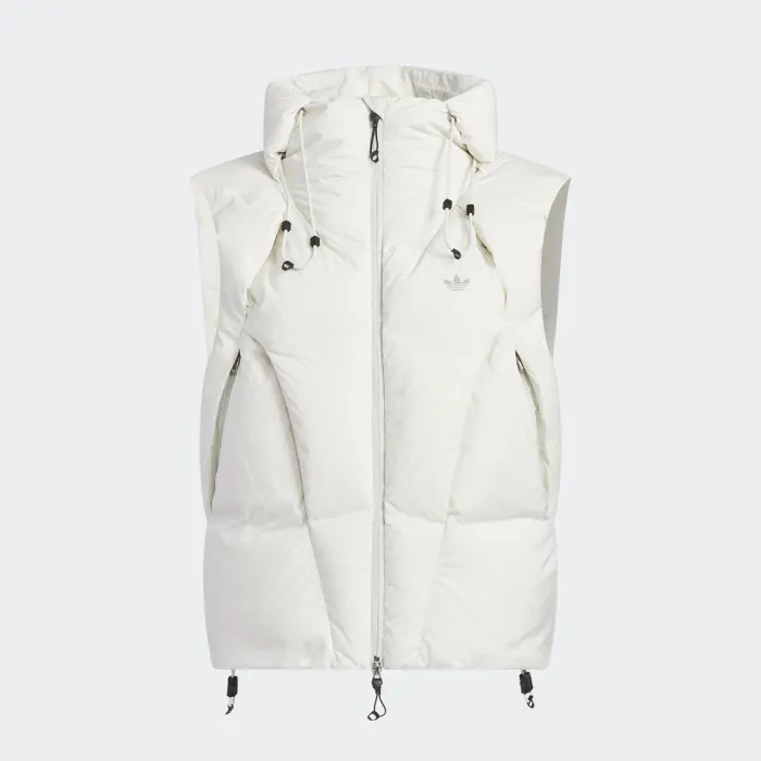 NIGO Adidas Men's and Women's Spring and Autumn Solid Color Quilted Logo Drawstring Zipper Down Vests Jacket #nigo73672