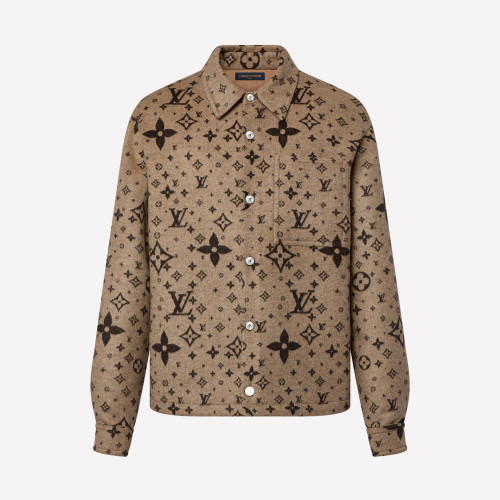 NIGO Louis Vuitton Men's Spring And Fall MONOGRAM Double-Sided Silk Plush Blend Lapel Single-Breasted Long-Sleeved Shirt Jacket #nigo71691
