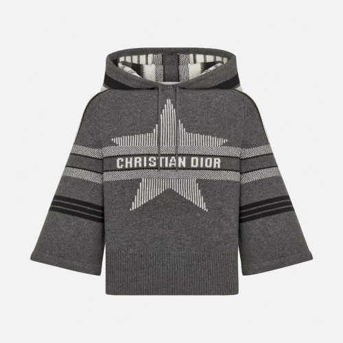 NIGO Dior Women's Spring and Autumn Letter Printed Drawstring Hooded Seven Sleeve Cashmere Sweater #nigo73847