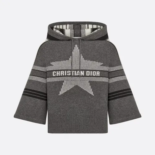 NIGO Dior Women's Spring and Autumn Letter Printed Drawstring Hooded Seven Sleeve Cashmere Sweater #nigo73847
